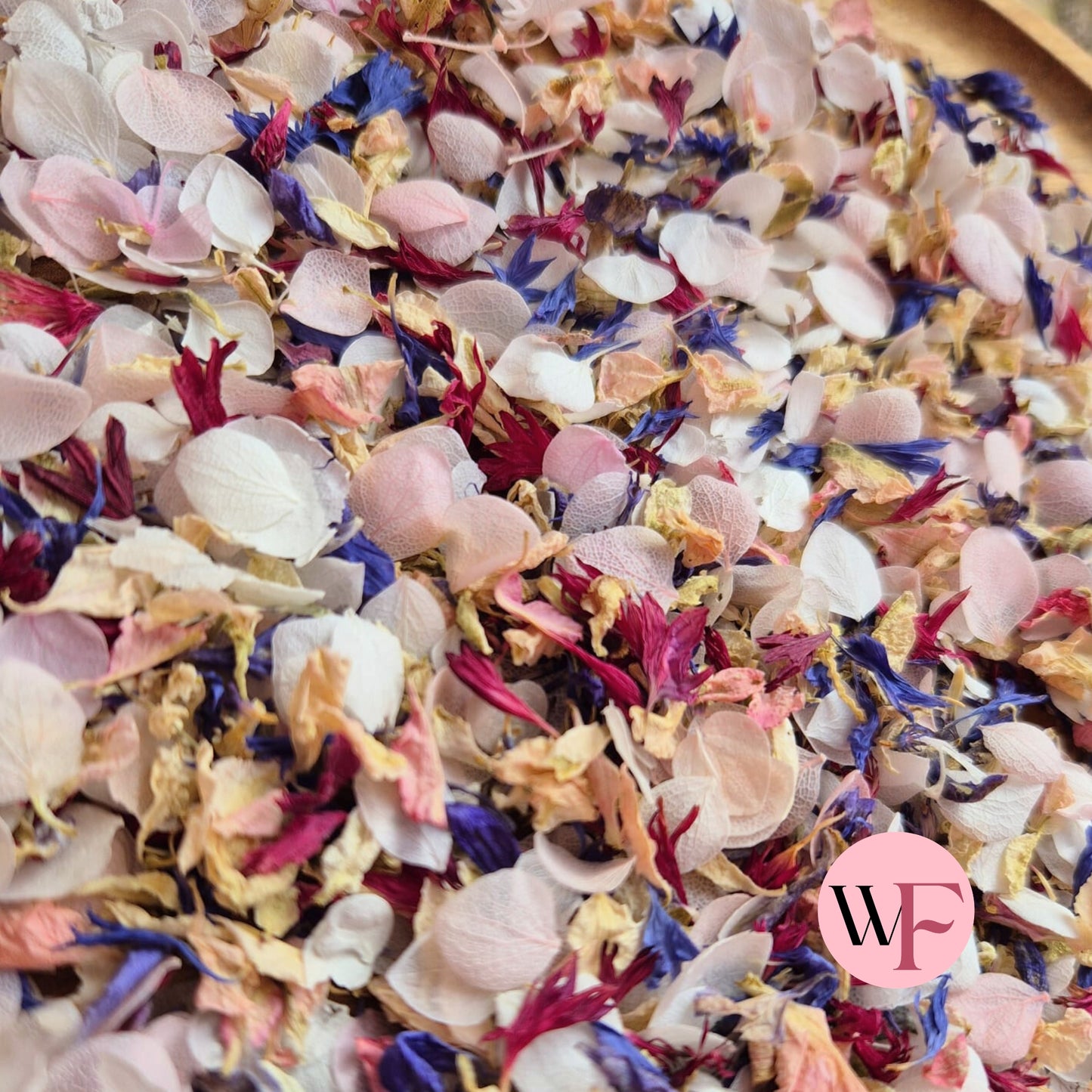 Natural Cornflower Delphinium & Snow Petal® mix - Blush Burgundy Blue