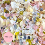 Petal Confetti hydrangea - Light Ivory Dusty Blue lemon deep sage blush