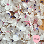 FlutterFly® Petal Confetti - Pure white + Blue & Pink Cornflower