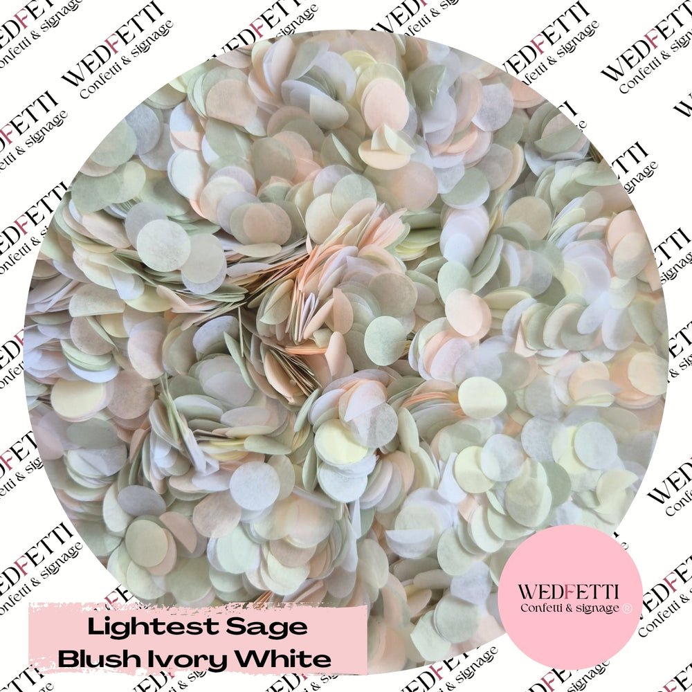 Slow falling paper Confetti - Lightest Sage Blush Ivory White