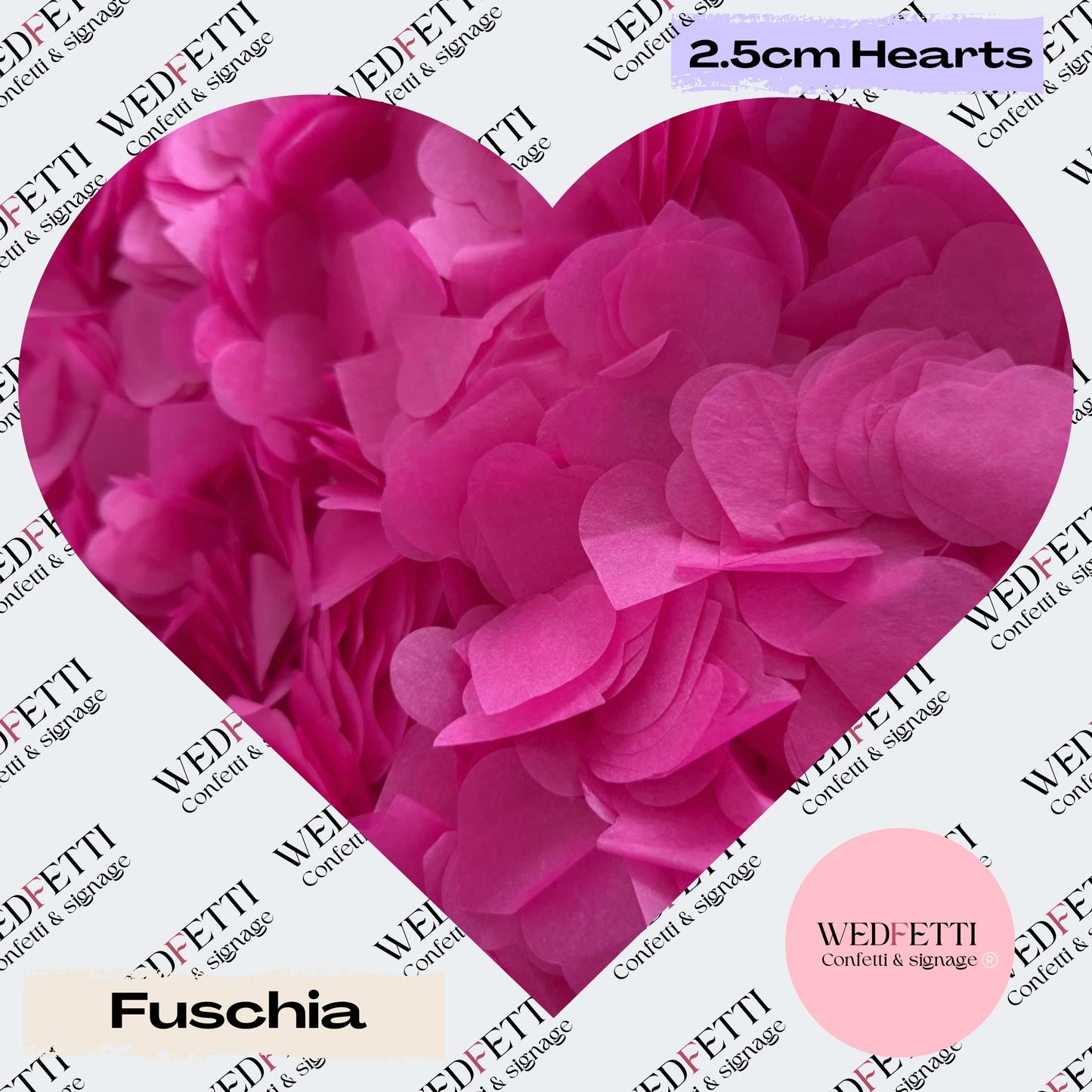 Biodegradable paper Confetti hearts - Fuschia