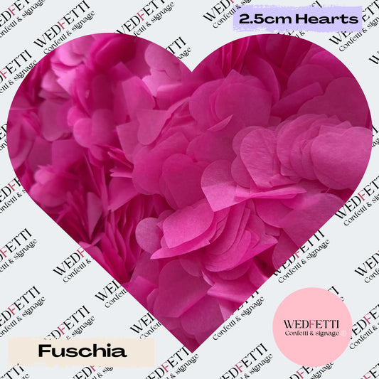 Biodegradable paper Confetti hearts - Fuschia