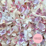 SLOW FALLING PETALS Freeze dried violet hydrangea + FlutterFly® + Pink cornflower