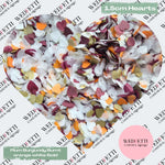 Paper Confetti hearts 1.5cm - Plum Burgundy Burnt orange White Gold