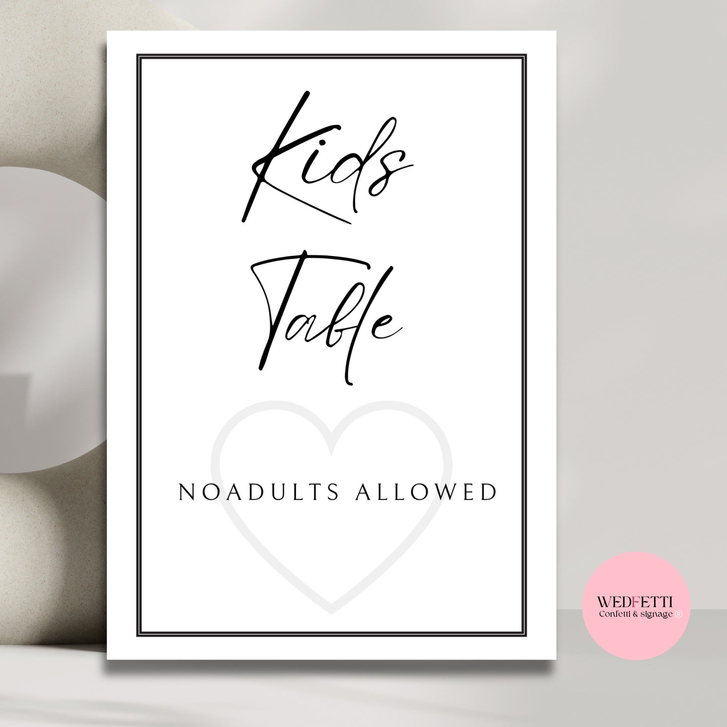 White stone collection - Kids table sign
