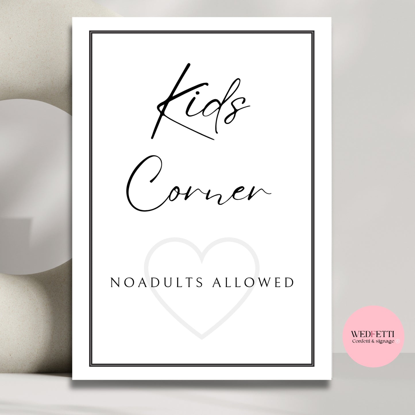 White stone collection - Kids corner sign