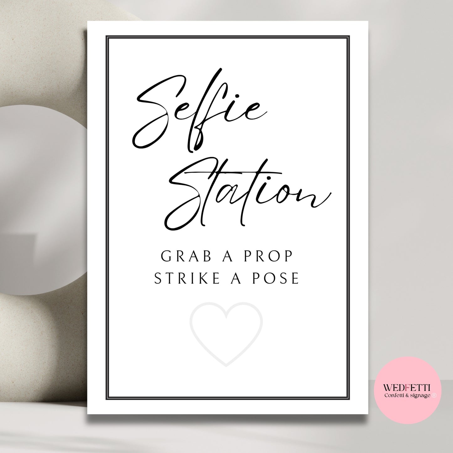 White stone collection - Selfie station prop sign