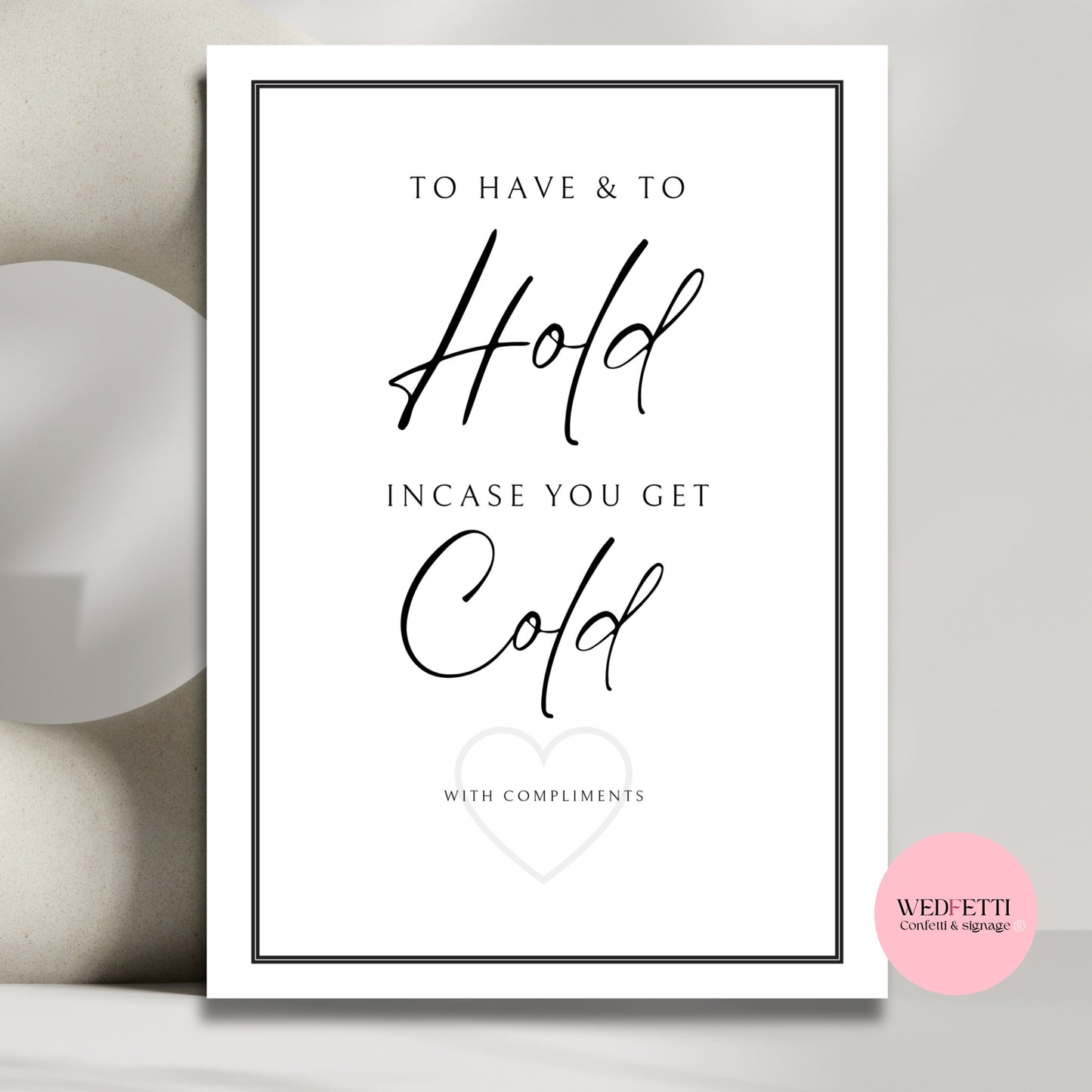 White stone collection - Blanket basket sign