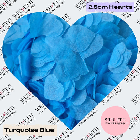 Biodegradable paper Confetti hearts - Turquoise Blue