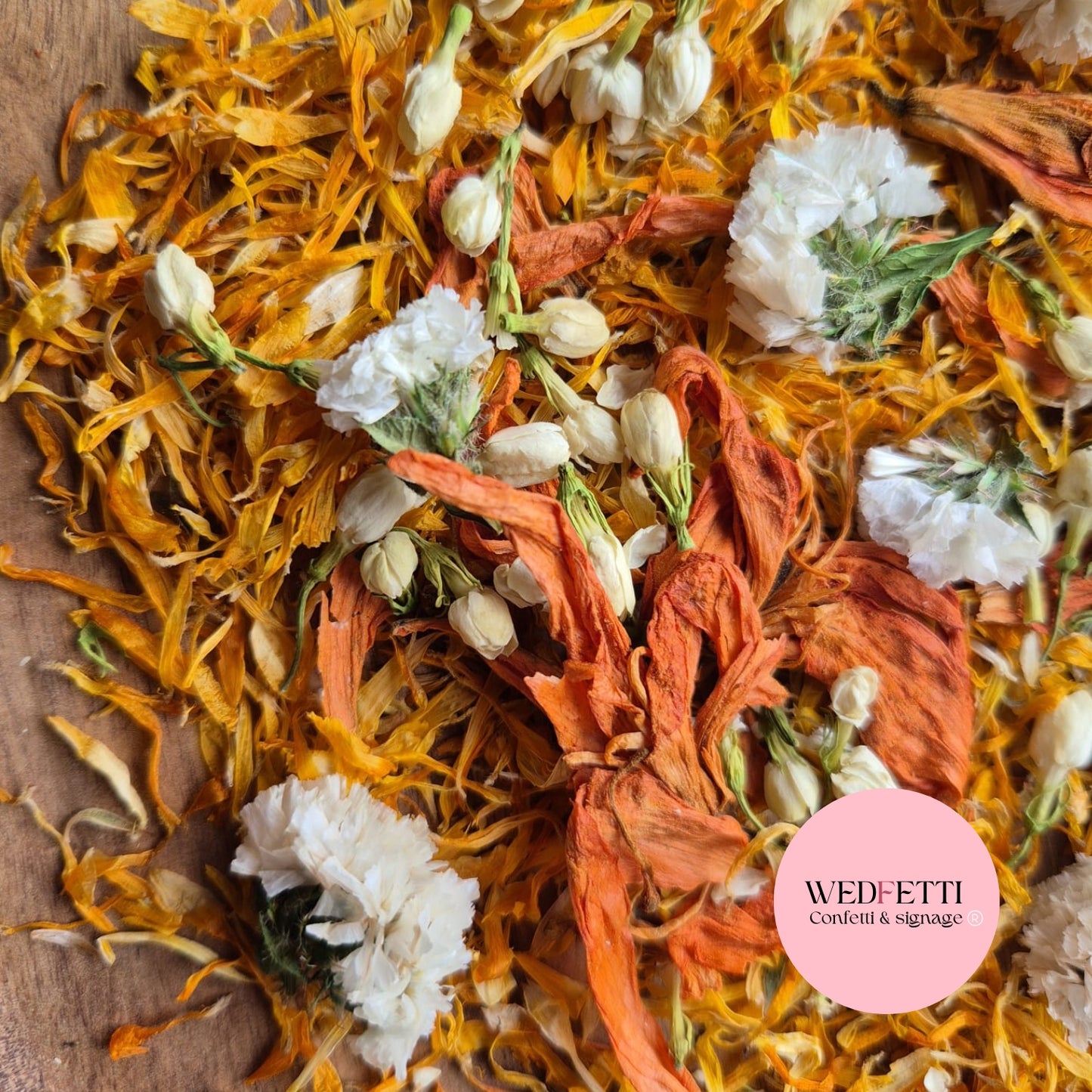 Petals - Lily, Jasmine buds, Orange mum & white FMN
