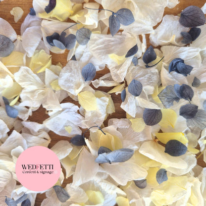 Petal Confetti hydrangea - Light Ivory Dusty Blue lemon
