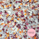 Paper Confetti hearts 1.5cm - Plum Burgundy Burnt orange White