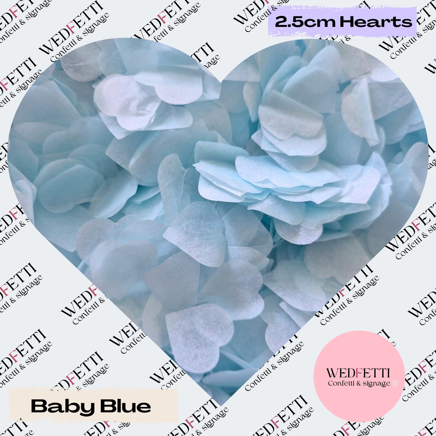 Biodegradable paper Confetti hearts - Baby Blue