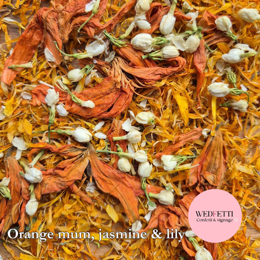 Petals - Lily, Jasmine buds & Orange Chrysanthemum