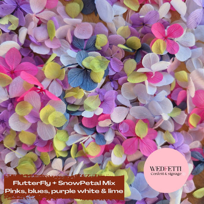 FlutterFly® Petal Confetti - Pinks, Blues, Purple, white & lime