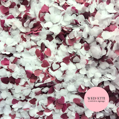 Paper Confetti hearts 1.5cm - Plum Burgundy White