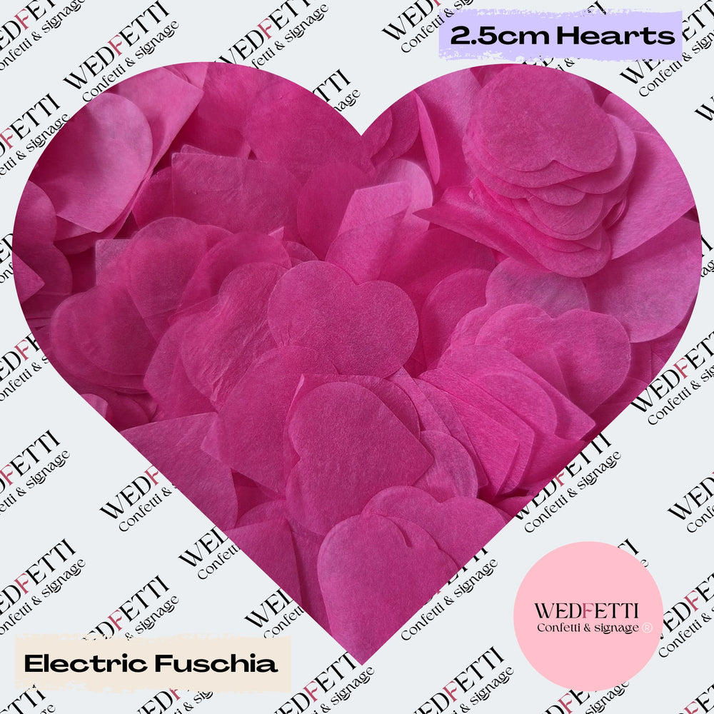 Biodegradable paper Confetti hearts - Electric Fuschia