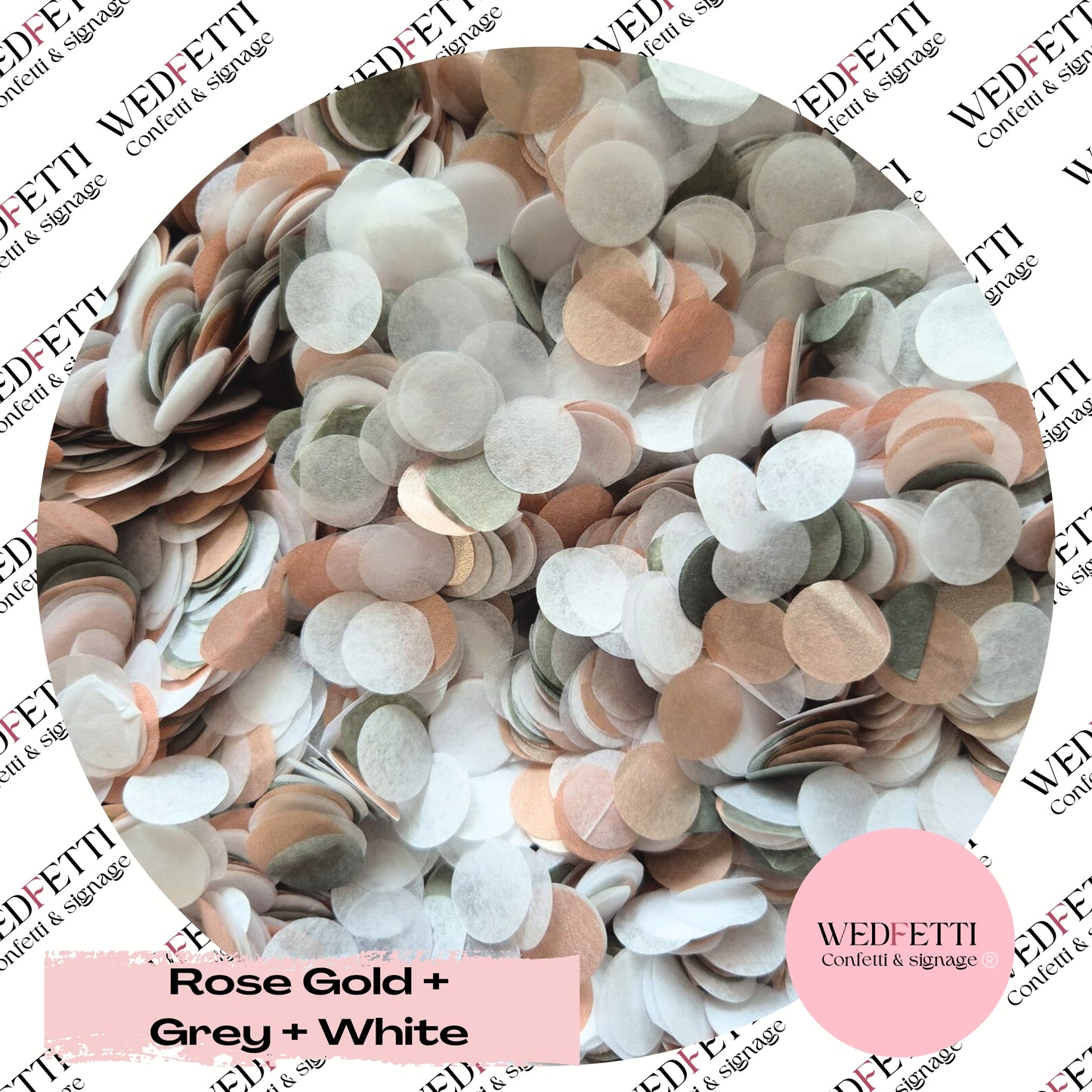 Shimmering Biodegradable Confetti - Rose Gold Grey White
