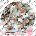 Shimmering Biodegradable Confetti - Rose Gold Grey White