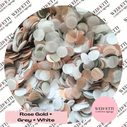 Shimmering Biodegradable Confetti - Rose Gold Grey White