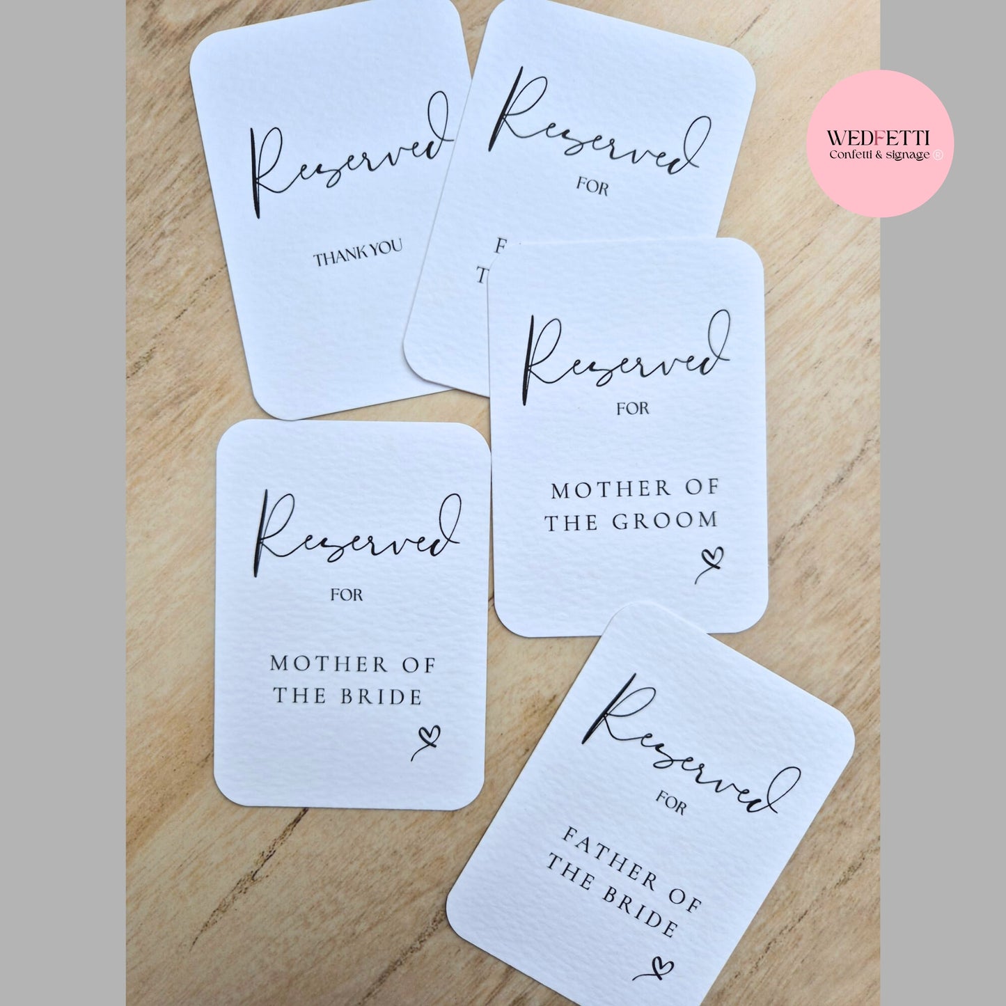 Reserved personalized chair cards