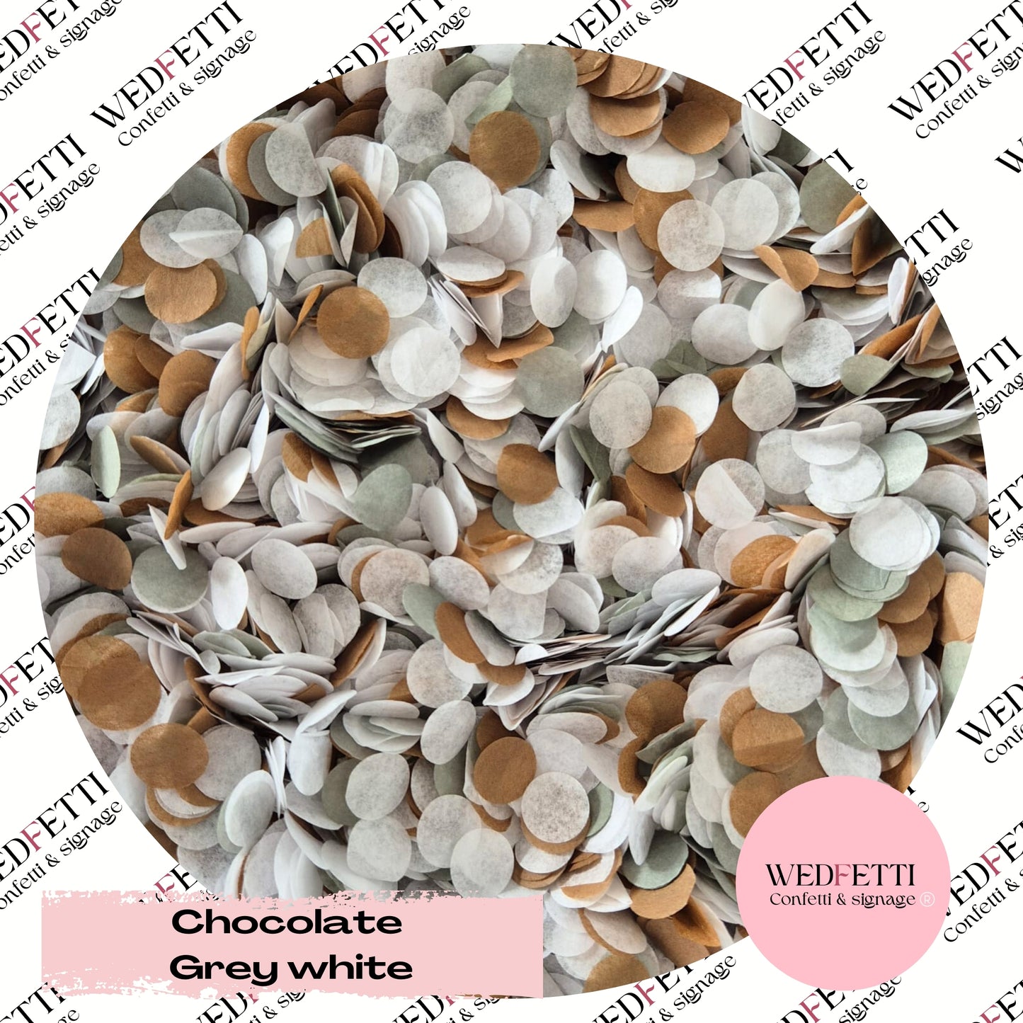 Slow falling paper Confetti - Chocolate Grey White