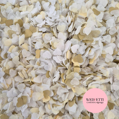 Paper Confetti hearts 1.5cm - Ivory White Gold