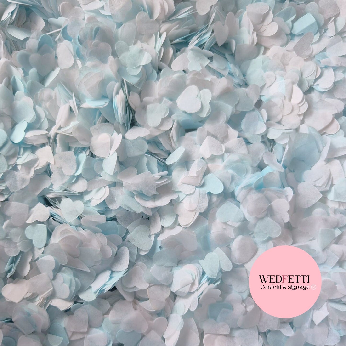 Paper Confetti hearts 1.5cm - Light Blue White