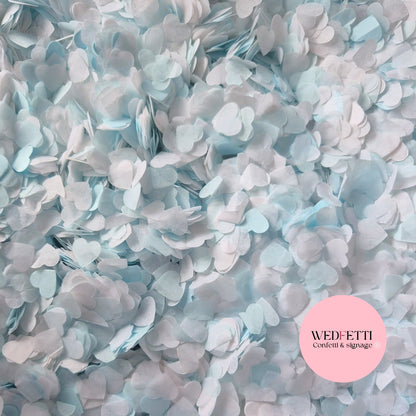 Paper Confetti hearts 1.5cm - Light Blue White