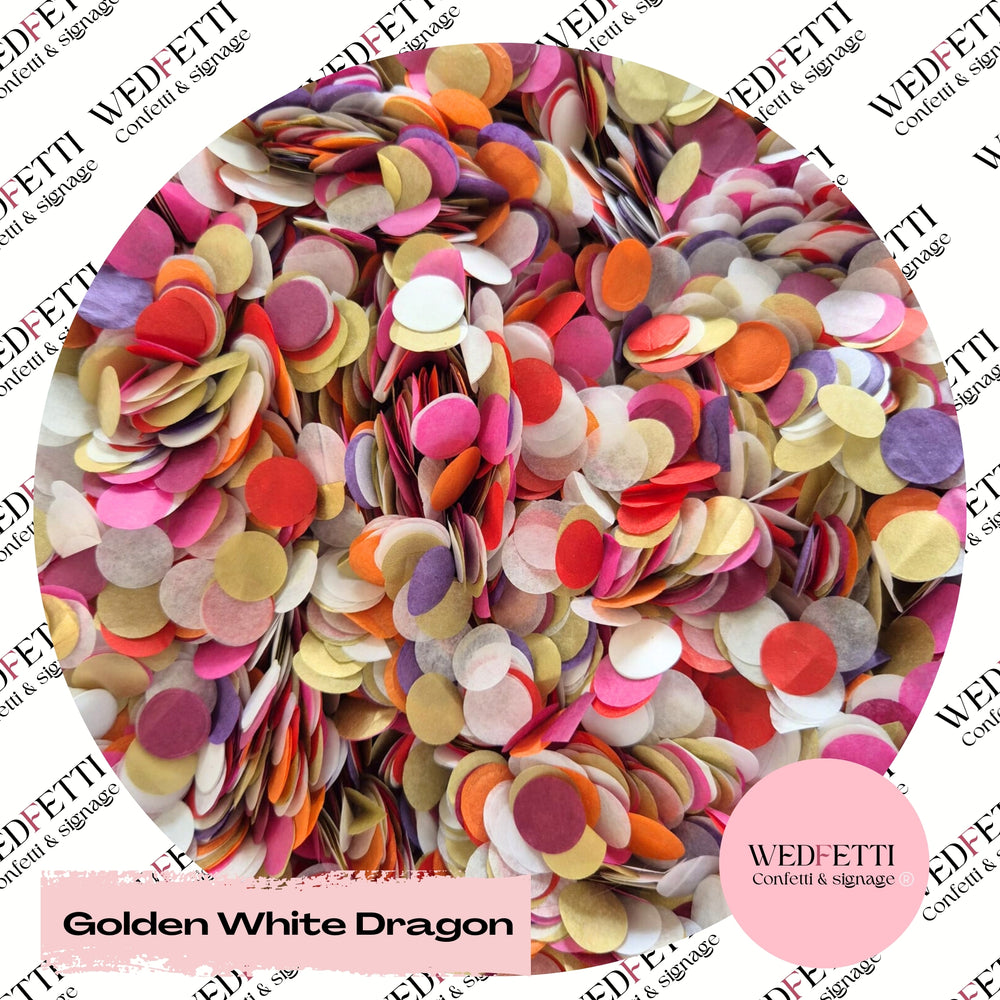 Slow falling paper Confetti - Golden White Dragon Mix