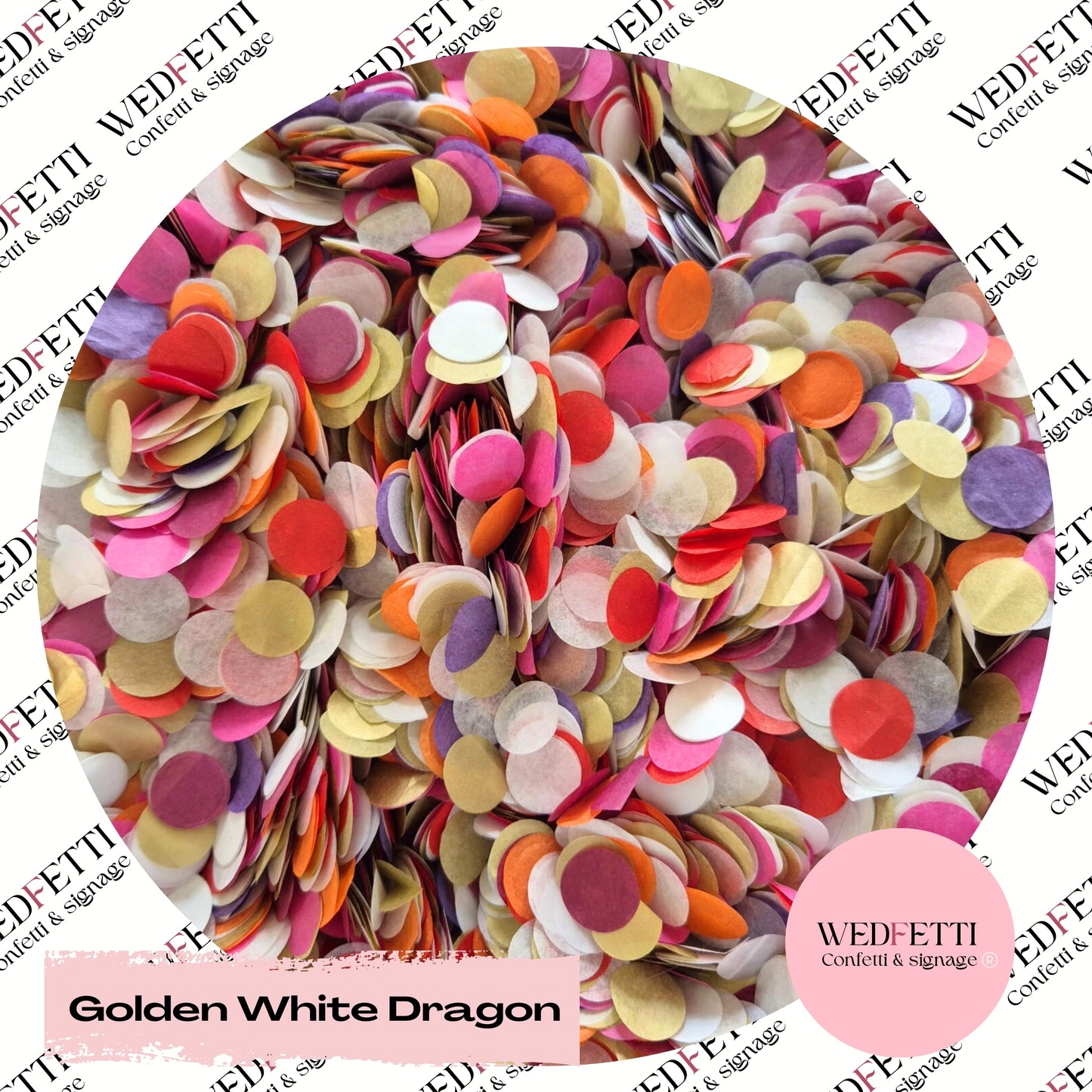 Slow falling paper Confetti - Golden White Dragon Mix