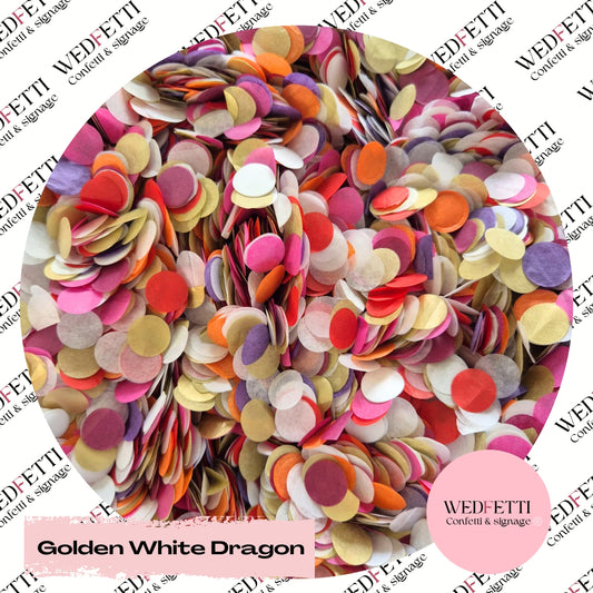 Slow falling paper Confetti - Golden White Dragon Mix