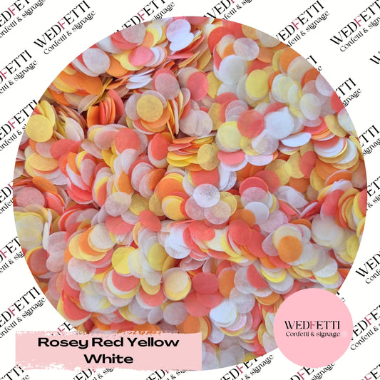 Slow falling paper Confetti - Rosey Red Yellow White