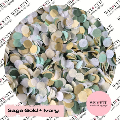Slow falling paper Confetti - Sage Gold + Ivory