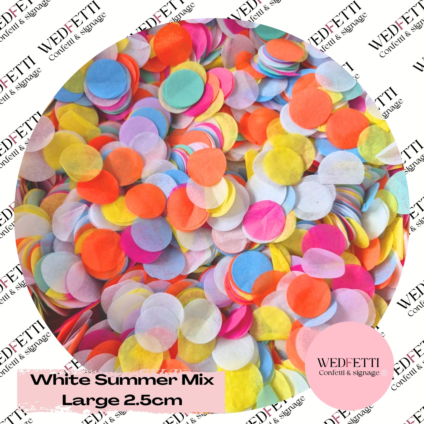 Circles Large 2.5cm Biodegradable - White Summer Mix
