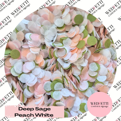 Slow falling paper Confetti - Deep Sage peach white