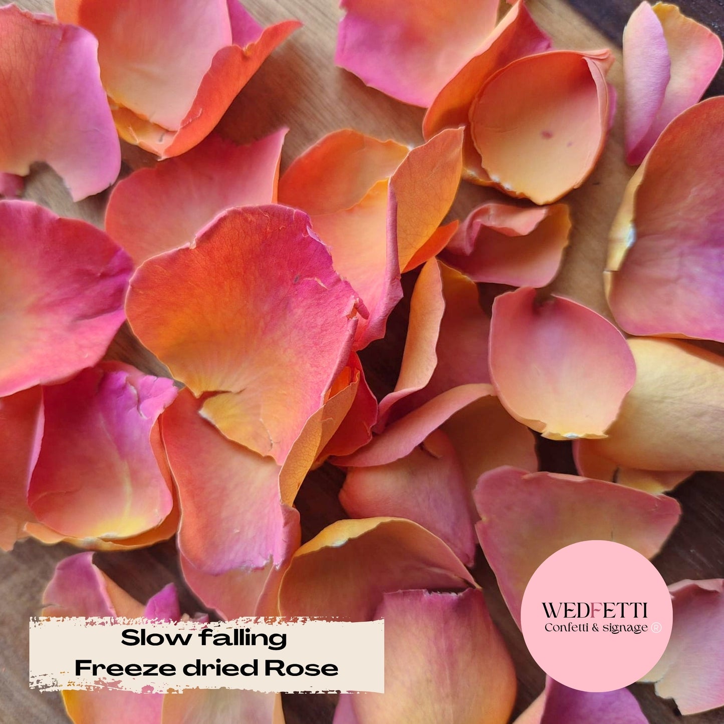 SLOW FALLING PETALS Freeze dried Flame Rose petal premium mix