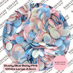 Circles Large 2.5cm Biodegradable - Dusty Blue Baby Pink White