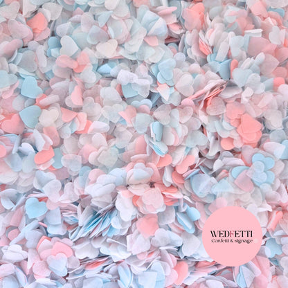 Paper Confetti hearts 1.5cm - Baby Pink Light Blue White