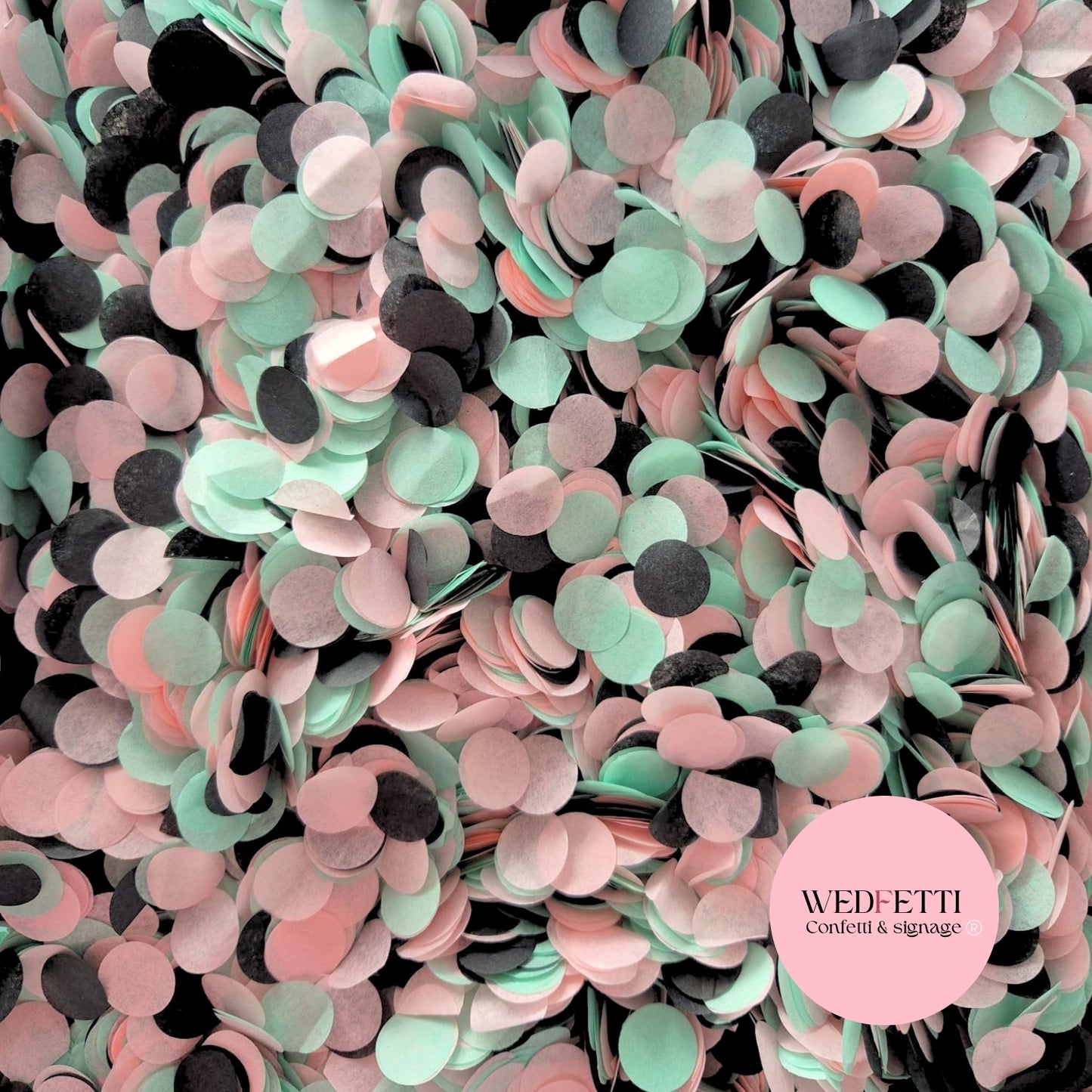 Slow falling paper Confetti - Mint Baby Pink Black