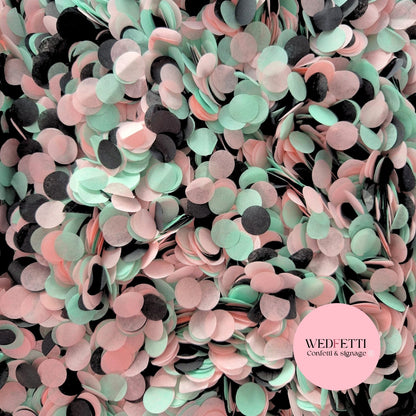 Slow falling paper Confetti - Mint Baby Pink Black