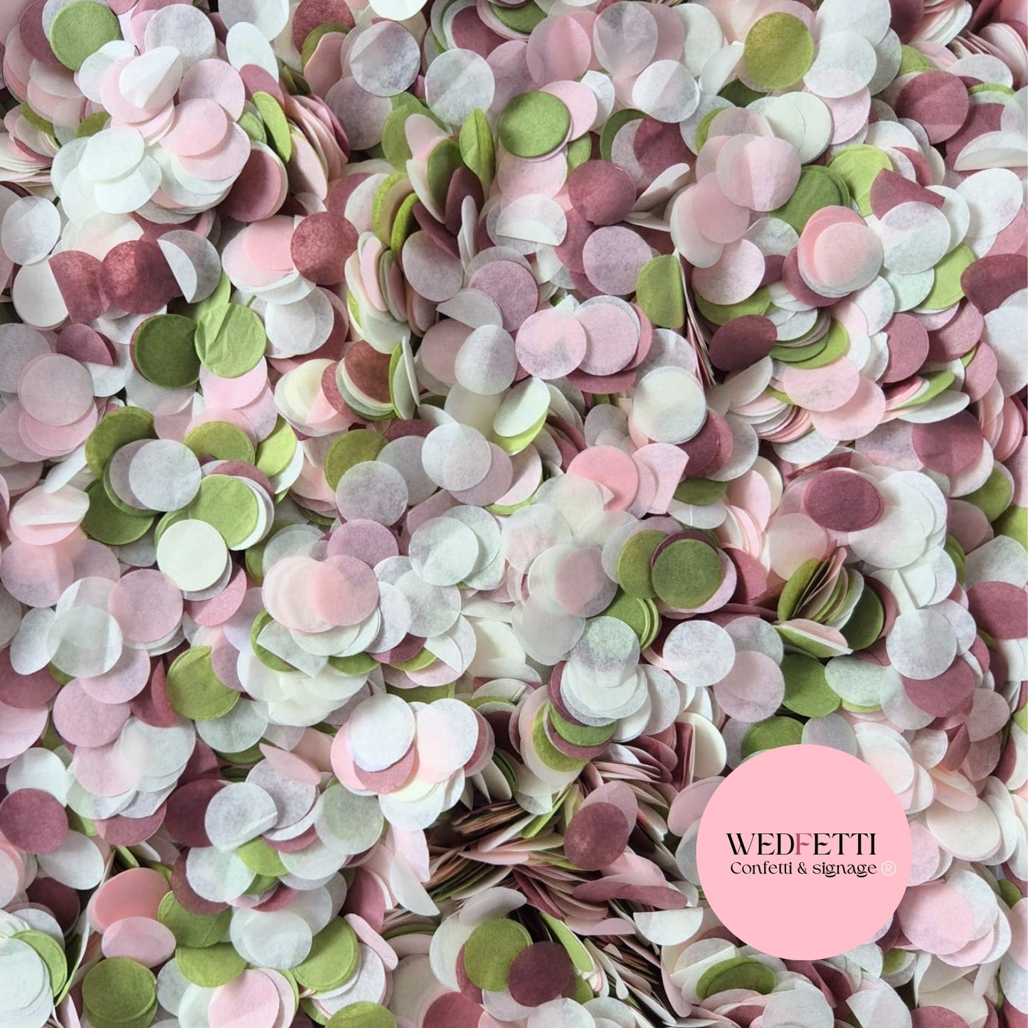 Slow falling paper Confetti - Mahogany White Deep Sage Pink