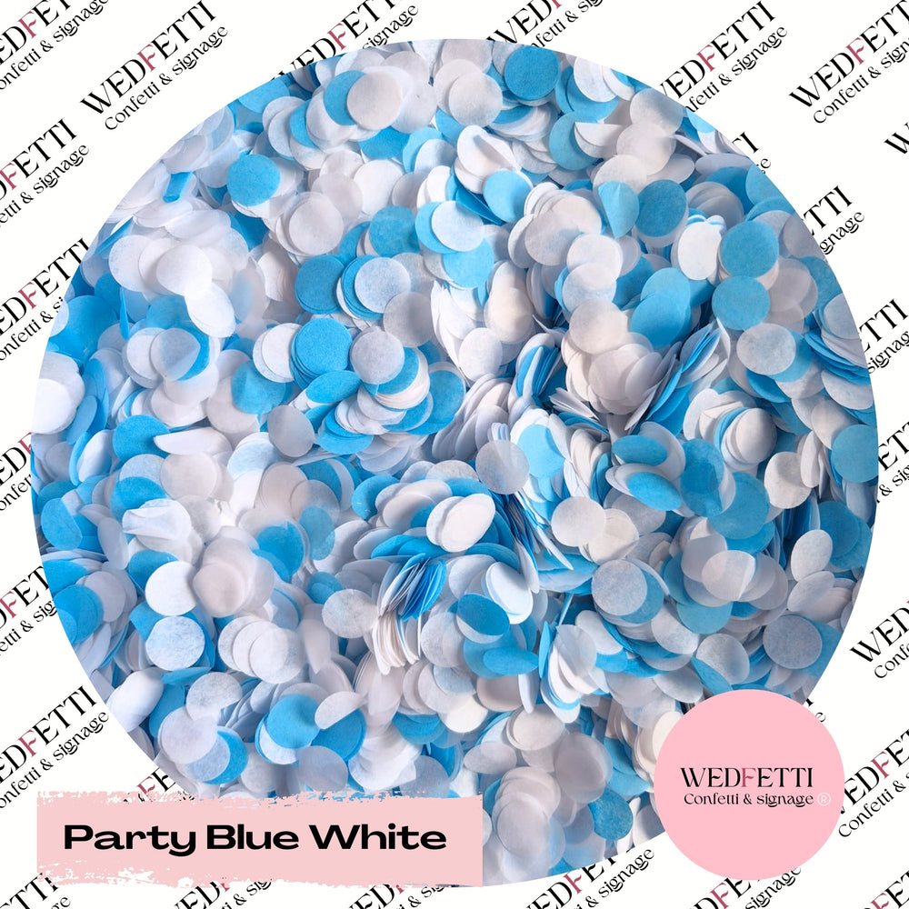Slow falling paper Confetti - Party Blue White