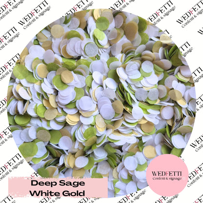 Slow falling paper Confetti - Deep Sage White Gold