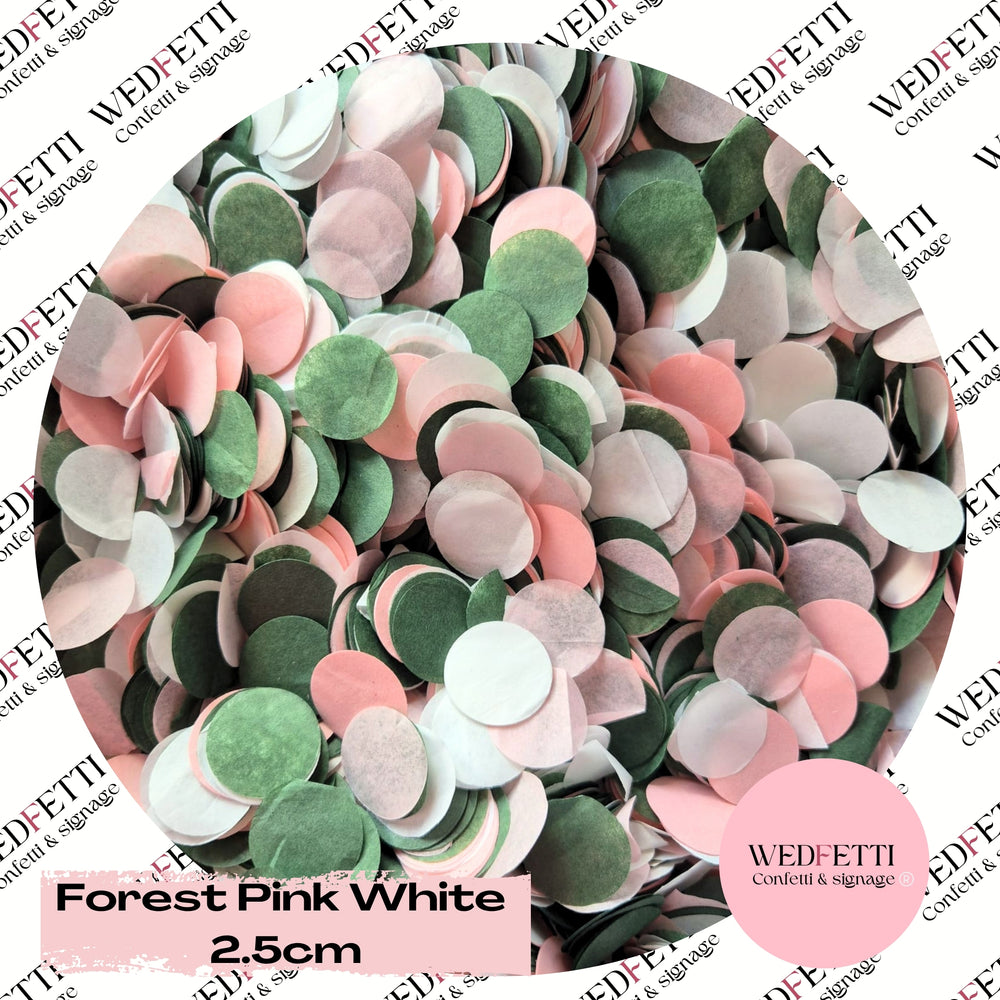 Circles Large 2.5cm Biodegradable - Forest Pink White