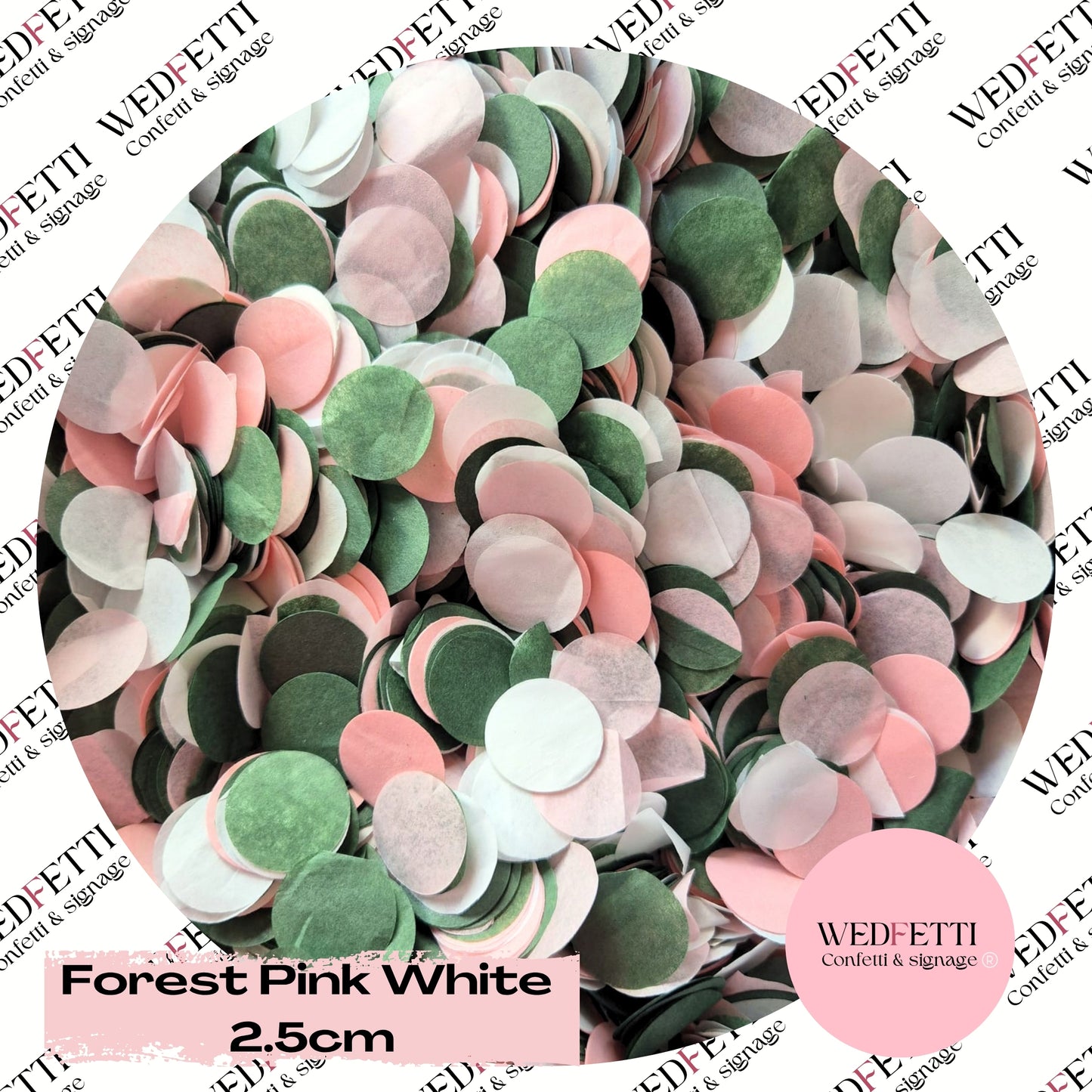 Circles Large 2.5cm Biodegradable - Forest Pink White