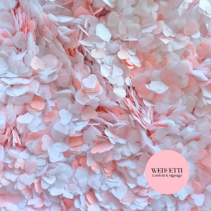 Paper Confetti hearts 1.5cm - Baby Pink White