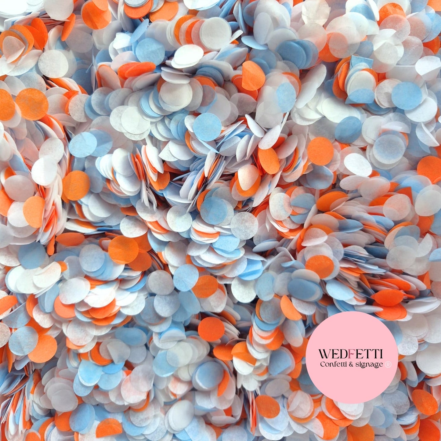 Slow falling paper Confetti - Dusty Blue Burning Orange White
