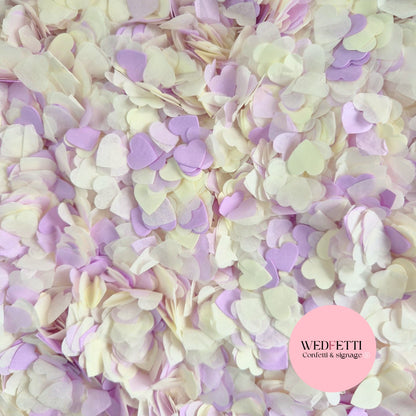Paper Confetti hearts 1.5cm - Light Ivory Lavender