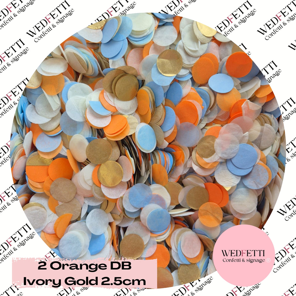 Circles Large 2.5cm Biodegradable - 2 Orange DB Ivory Gold